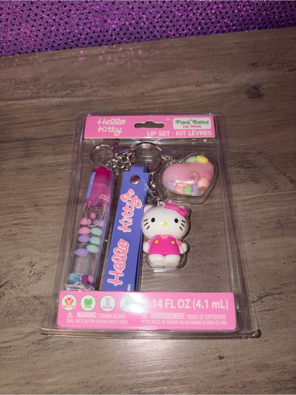 🆕💜 Hello Kitty Sanrio Lip Gloss & Keychain Gift Set Kawaii Accessories NWT